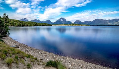 Jackson Gölü manzaralı Grand Teton Ulusal Parkı Wyoming