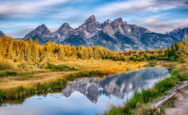 Grand Teton Ulusal Parkı Wyoming 'de sabahın erken saatlerinde