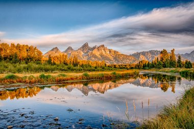 Grand Teton Ulusal Parkı Wyoming 'de sabahın erken saatlerinde