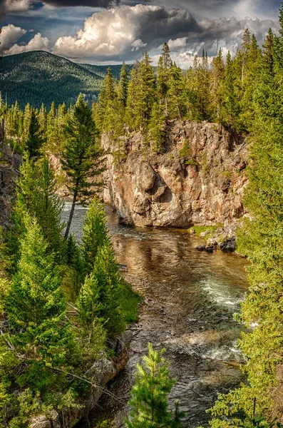 Wodospad Rzece Firehole Przy Drodze Firehole Canyon — Zdjęcie stockowe