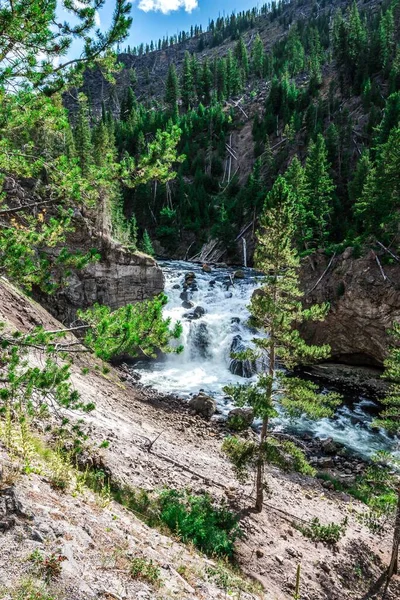 Cascada Río Firehole Carretera Del Cañón Firehole — Foto de Stock