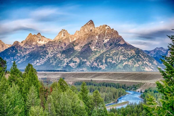 Montagnes Grand Teton Vue Panoramique Avec Rivière Snake — Photo