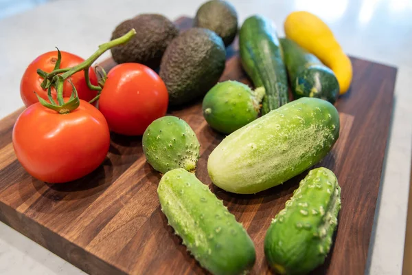 Légumes Sur Planche Découper Bloc Boucher — Photo