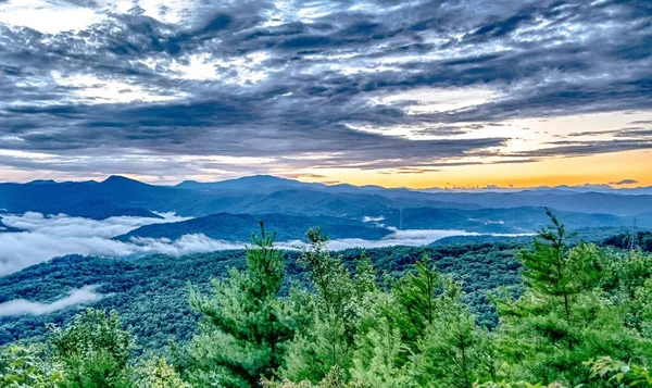 Vue Lac Jocassee Coucher Soleil Depuis Jumping Rock Caroline Sud — Photo