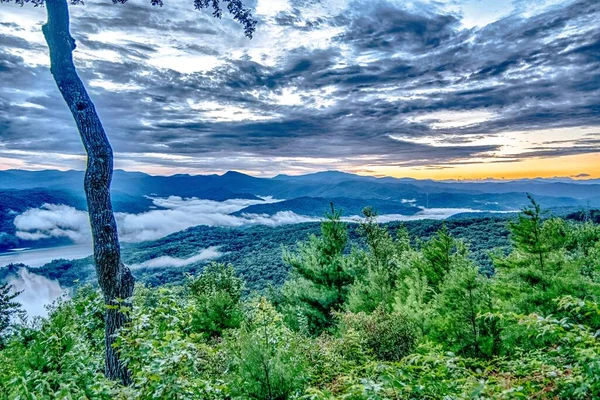 Zicht Lake Jocassee Bij Zonsondergang Vanaf Jumping Rock South Carolina — Stockfoto