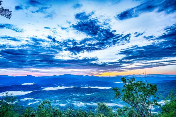 Vue Lac Jocassee Coucher Soleil Depuis Jumping Rock Caroline Sud — Photo