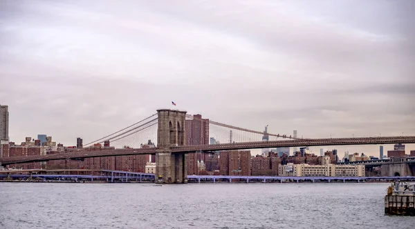 New York City Skyline Overskyet Dag - Stock-foto