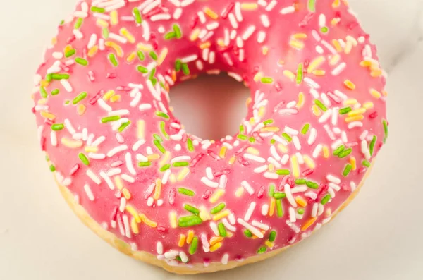 Sweet Colourful Pink Doughnut Sweet Colourful Pink Doughnut Background Top — Stock Photo, Image