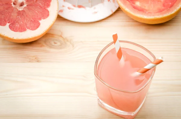 Fresh Juice Grapefruit Glass Top View Fresh Juice Grapefruit Glass — Stock Photo, Image