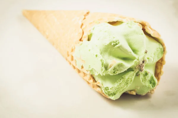 Pistachio Ice Cream Wafer Cups Pistachio Ice Cream Wafer Cups — Stock Photo, Image