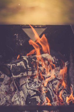 ızgara/üzerinde yanan kömürlerin yanma barbecu odun