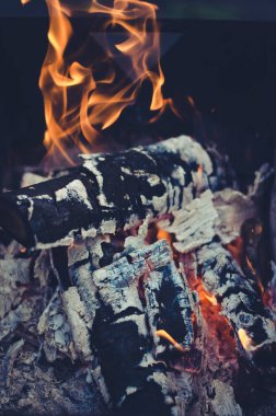 ızgara/yanan kömür ızgara üzerinde açık kömür yakılan odun