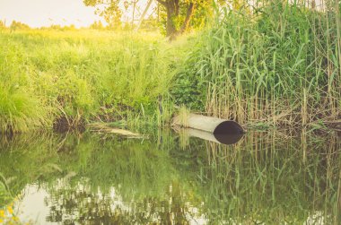 ekoloji Konu: Kanalizasyon dökülen kanalizasyon için göl/kanalizasyon atık dışarı kirletiyor bir göl 