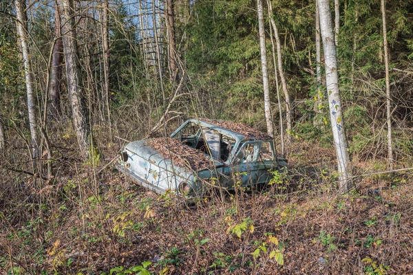 Vieille Voiture Abandonnée Dans Forêt Vieille Voiture Dans Les Bois — Photo