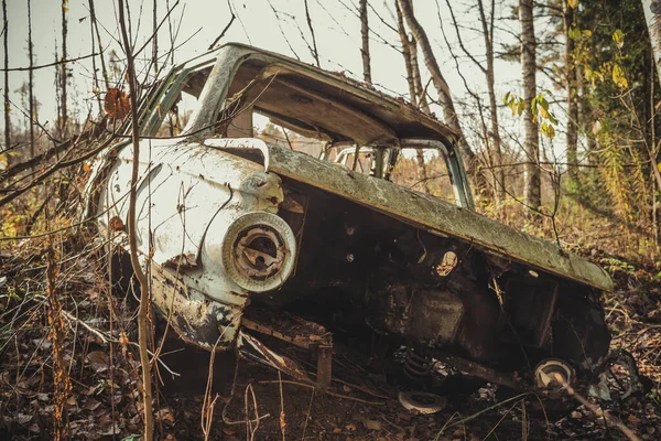 Carro Velho Abandonado Floresta Carro Velho Floresta — Fotografia de Stock