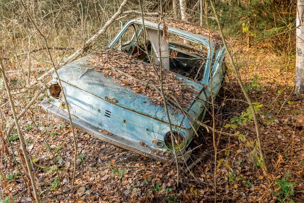Stary Samochód Porzucony Lesie Stary Samochód Lesie — Zdjęcie stockowe