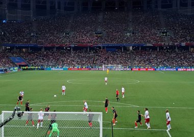 FIFA 2018 maç Hırvatistan-Danimarka stadyumda Nijniy Novgorod, Rusya Federasyonu. 01.07.2018