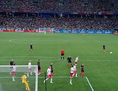 FIFA 2018 maç Hırvatistan-Danimarka stadyumda Nijniy Novgorod, Rusya Federasyonu. 01.07.2018