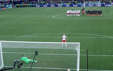 FIFA 2018 maç Hırvatistan-Danimarka stadyumda Nijniy Novgorod, Rusya Federasyonu. 01.07.2018