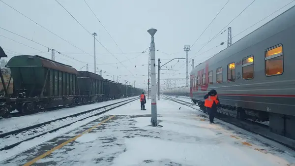 Ferrovia Siberiana Inverno — Fotografia de Stock