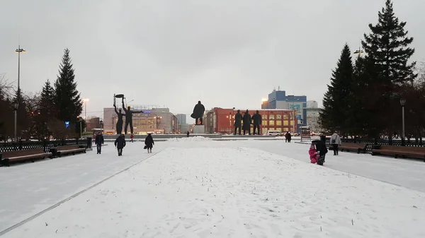 Vista Cidade Siberiana Inverno — Fotografia de Stock