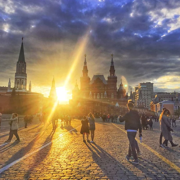 Západ Slunce Moskvě Rusko — Stock fotografie