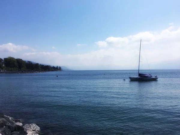 Vista Lago Lausanne Suíça — Fotografia de Stock