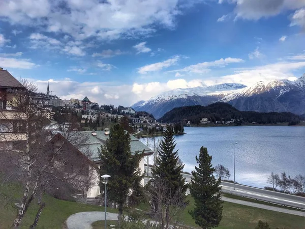 Vista Para Lago Saint Moritz — Fotografia de Stock