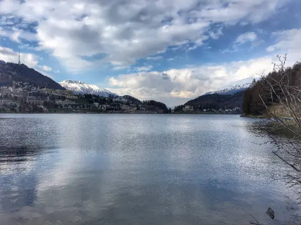 Sjöutsikt Sankt Moritz Schweiz — Stockfoto