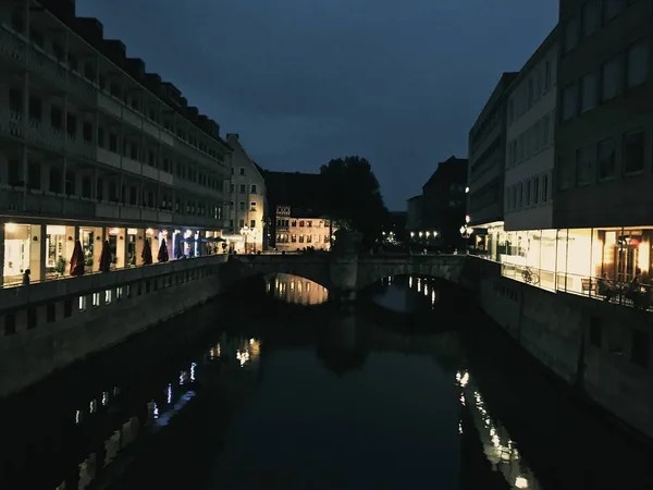Németországi Nürnberg Éjszakai Városnézete — Stock Fotó