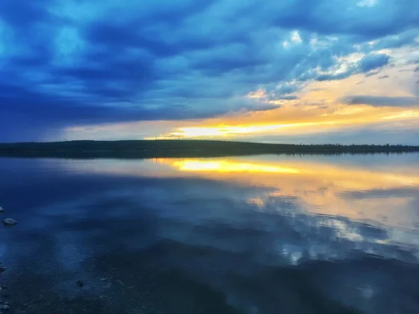 Puesta Sol Lago — Foto de Stock