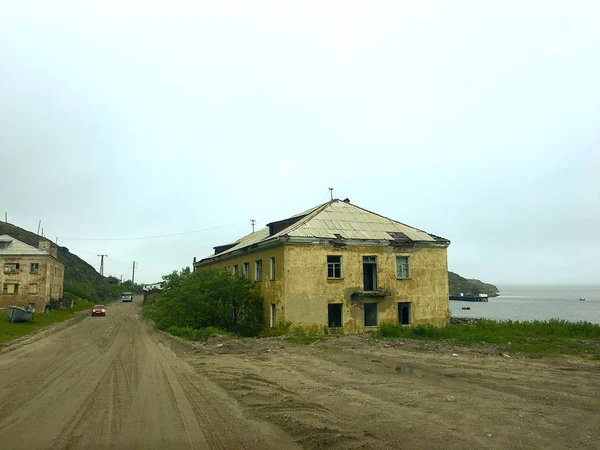 Vieux Village Teriberka Dans Rissian Nord — Photo