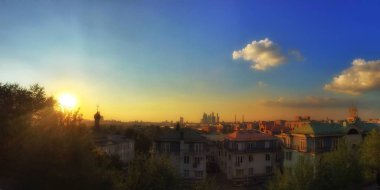 Gün batımında Moskova şehir manzarası, Rusya