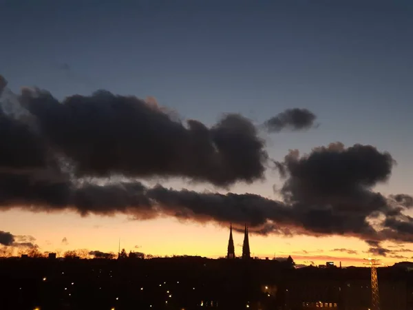 Sonnenuntergang Helsinki Stadtbild Vom Schiff Aus — Stockfoto