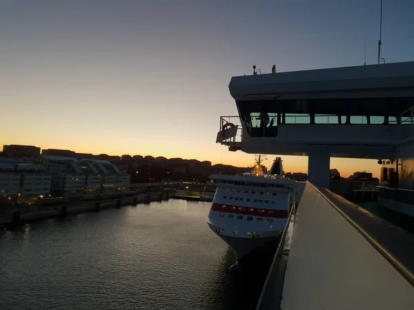 Θέα Sunset Στο Λιμάνι Της Στοκχόλμης — Φωτογραφία Αρχείου