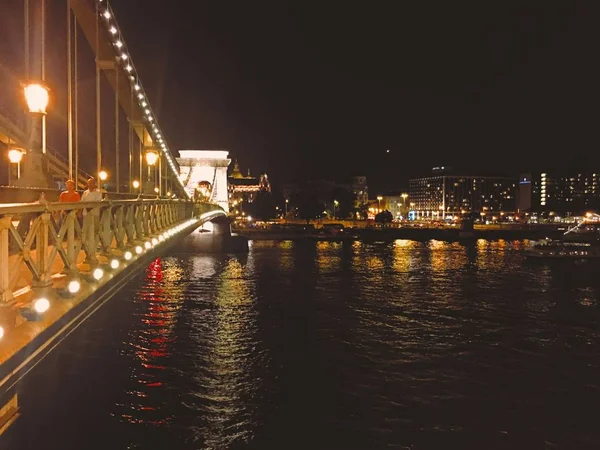 Gece Budapeşte Şehir Manzarası Macaristan — Stok fotoğraf