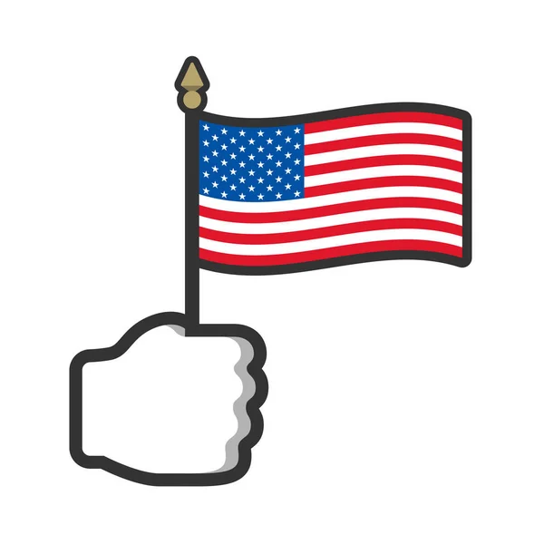Hand Segura Bandeira Dos Estados Unidos Acenando Vetor Eps — Vetor de Stock