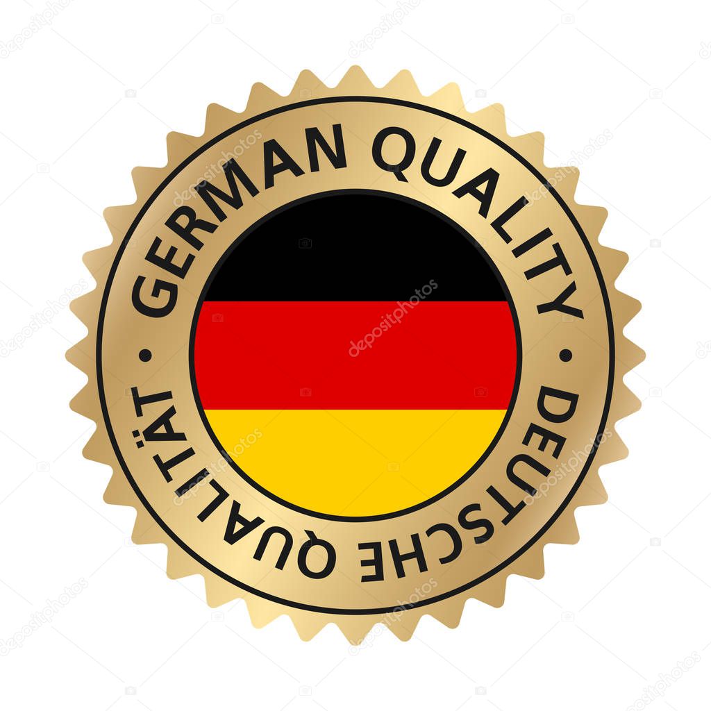 German quality badge, label gold gradient. Vector EPS 10