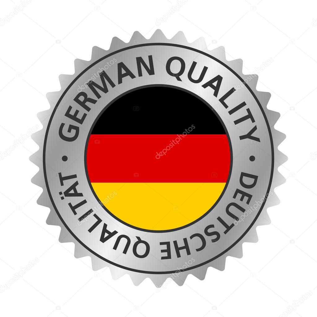 German quality badge, label, sticker silver gradient. Vector EPS 10