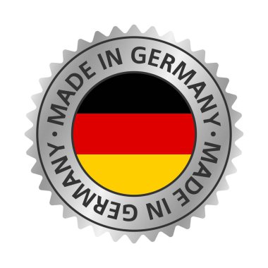 Made in Germany. Rozet, etiket gümüş degrade. Vektör Eps 10