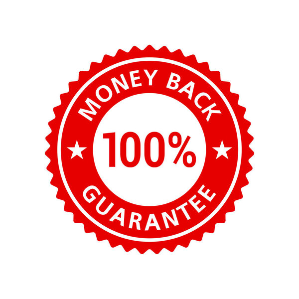 Money Back Guarantee 100% sticker badge label red flat. Vector EPS 10