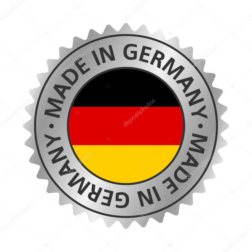 Made in Germany. Badge, label silver gradient. Vector EPS 10