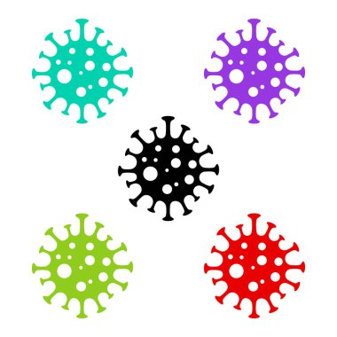 Coronavirus COVID-19 tehlikeli bakteri hücreleri pandemia hastalığı ve grip salgını ikonları EPS 10