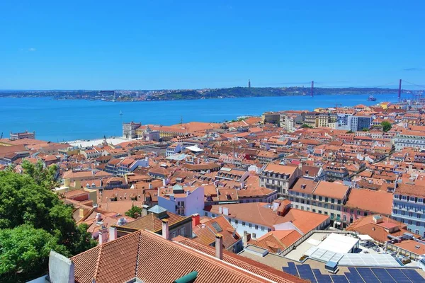 Vedere Peste Râul Tagus Pod Lisabona Portugalia — Fotografie, imagine de stoc