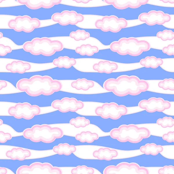 Cloud Sky Fantasy Pattern Fond Drôle Sans Couture Pour Enfants — Image vectorielle