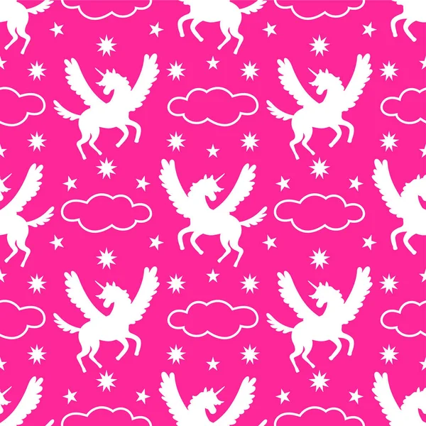 Unicorn Fantasy Pattern Children Seamless Funny Background Creative Fashion Fabric — Stock Vector