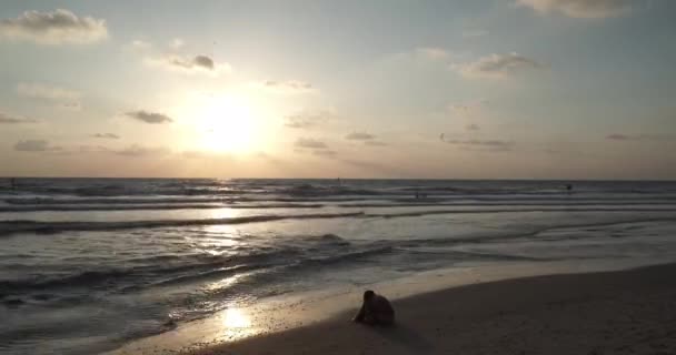 Mer Méditerranée Coucher Soleil Sur Mermer — Video