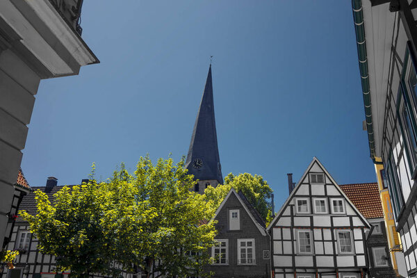 Historic skyline with timbered houses and churches in germany - Hattingen