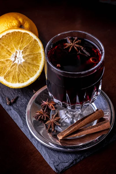 Glasses Delicious Mulled Wine Color Table — Stock Photo, Image