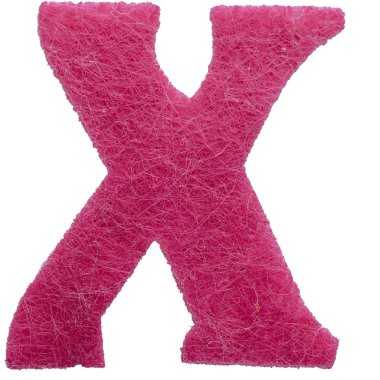 Alfabe X keçe üzerinde izole beyaz artalan yapılır.